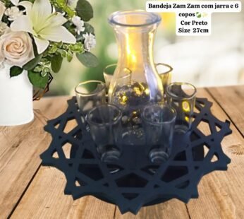 Bandeja Zam Zam com jarra e 6 copos🍃✨